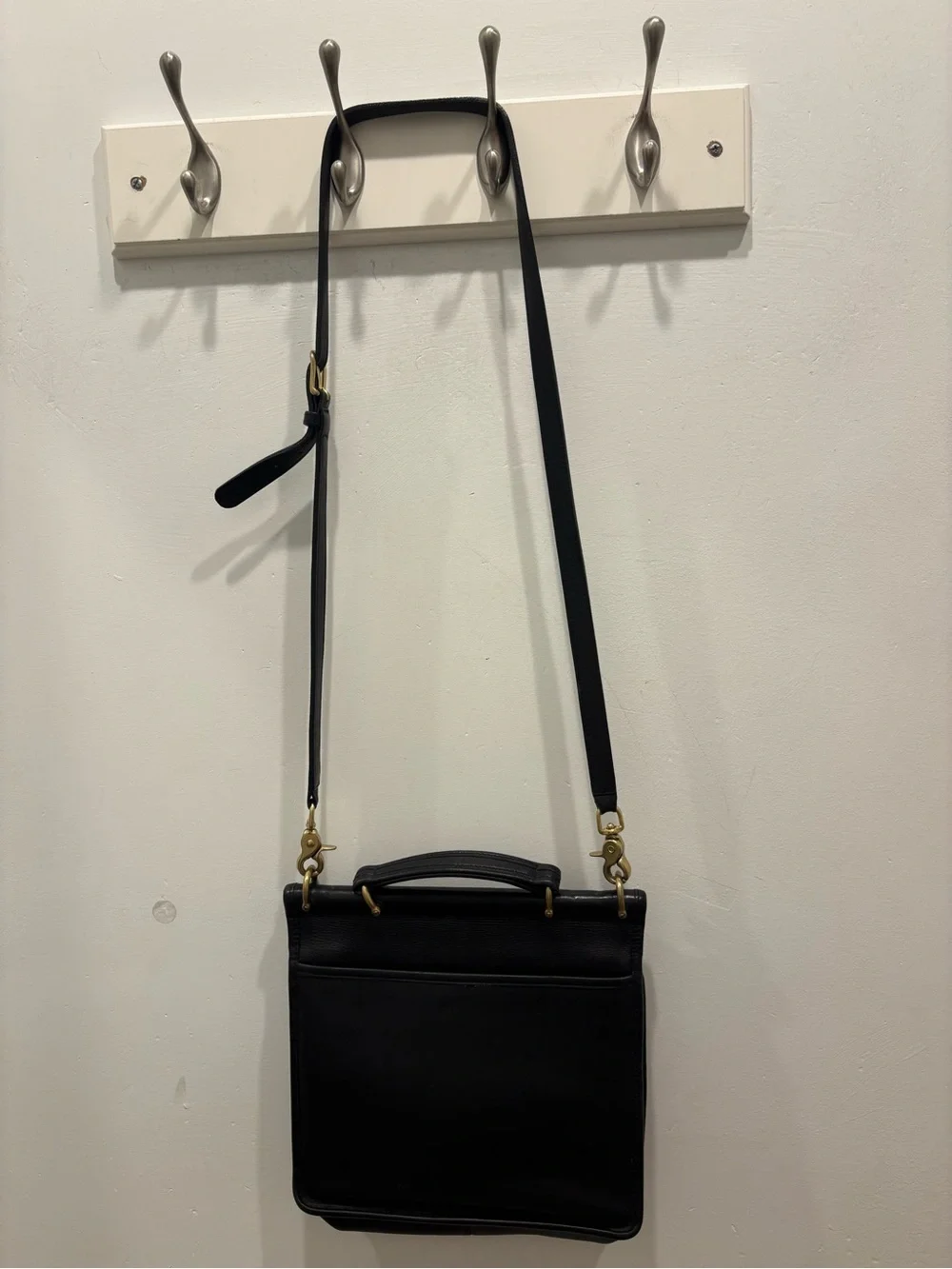 Vintage Coach Willis Black Leather Square Satchel with Top Handle